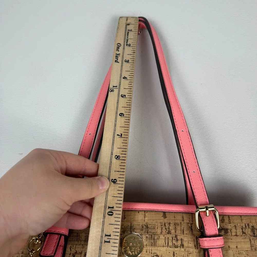 Anne Klein Tote Bag Women's Brown Faux Cork Attached Wallet Key Shoulder Strap